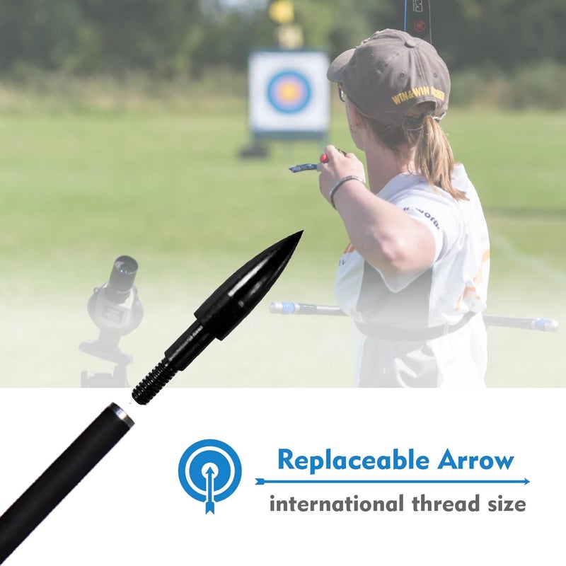 MOLFUJ 12pcs Archery Arrow Tips 100/125/150/200 Grain Field Tips 5/16 Inch Screw in Bullet Points , Archery Target Crossbow Practice Tip for Arrow Recurve Bow Compound Bow, Hunting Bow Arrow Target Practice - Image 4